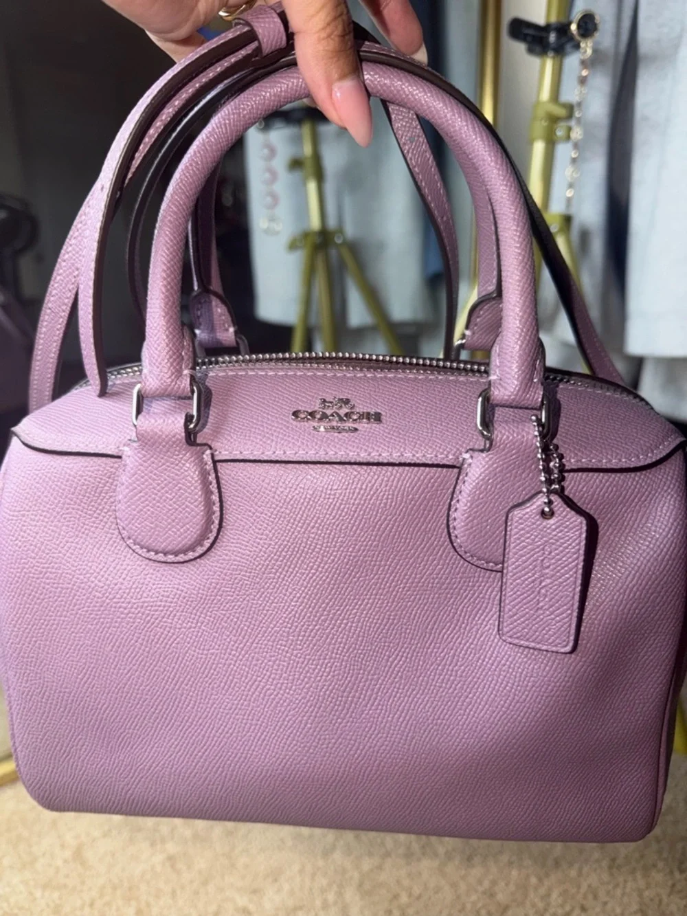 Coach Mini Bennett Satchel Lavender Crossbody Bag Lilac Leather Top Handle Purse - Picture 14 of 14